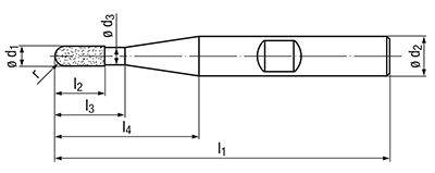 technische Zeichnung Dental Diamant-Kugelschleifstift Typ DEN-RDS.D76