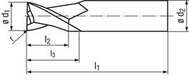 technische Zeichnung VHM HSC Graphit Fräser TL570