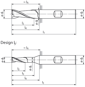 technische Zeichnung schlichtfräser extra lange schneide rg25-15a