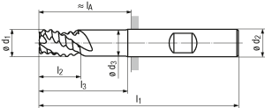 technische Zeichnung Alu Schruppfräser RG28-81RZ