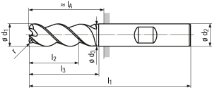 technische Zeichnung Alu Torusfräser RG24-47
